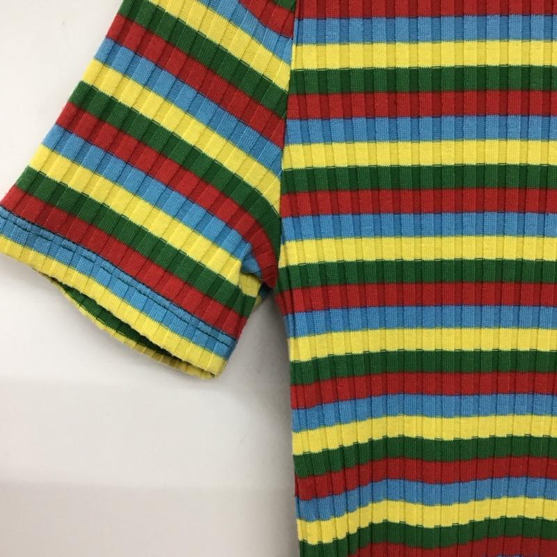 ザラ ZARA ポロシャツ 半袖 マルチボーダー リブ M ボーダー柄 マルチカラー / マルチカラー / レディース USED 古着 中古 10139133