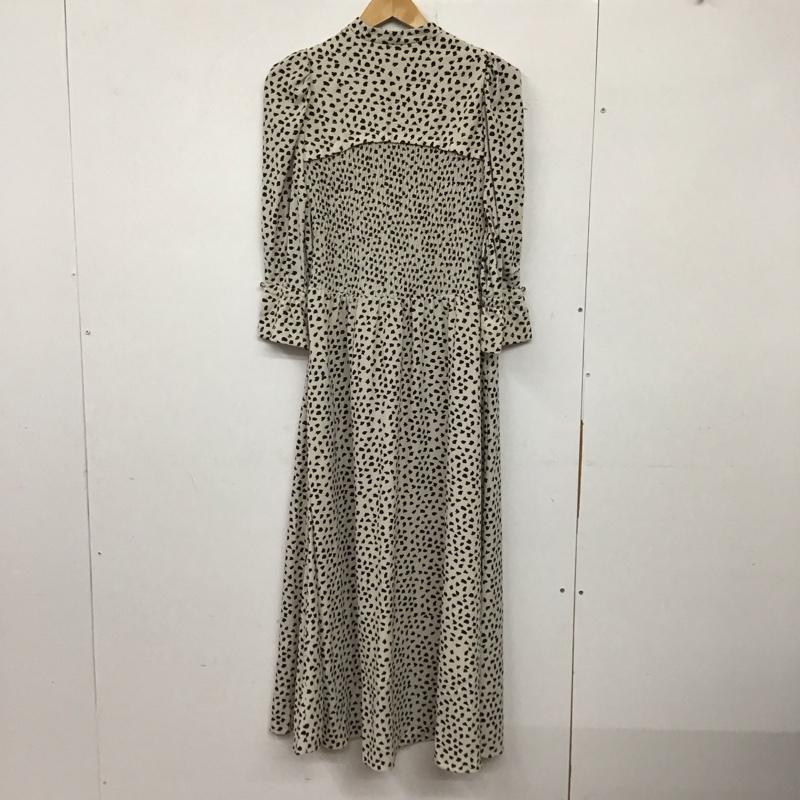 スナイデル SNIDEL ワンピース ロングスカート swf0215033 長袖ロングワンピース フレアスカート 1 プリント 黒 / ブラック / X ベージュ / ベージュ / レディース USED 古着 中古 10137572