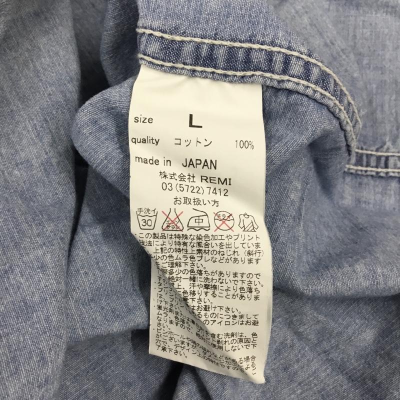 レミ レリーフ REMI RELIEF シャツ、ブラウス 長袖 長袖シャツ ノーカラーシャツ ポケットシャツ 長袖カットソー デニムシャツ L 無地 インディゴ / インディゴ /  メンズ USED 古着 中古 10109431
