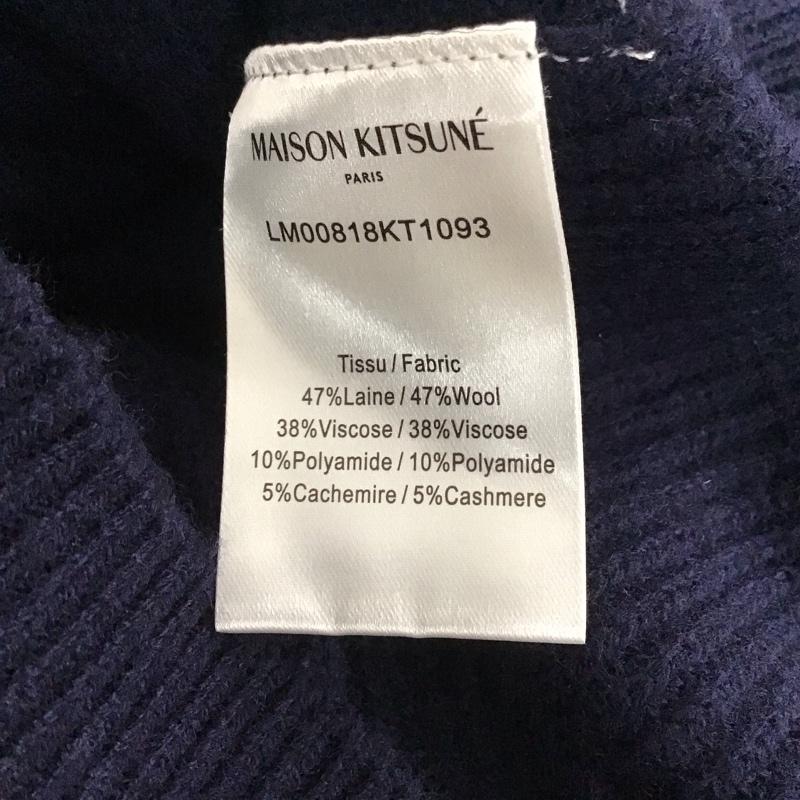 メゾンキツネ MAISON KITSUNE ニット、セーター 長袖 長袖ニットカットソー クルーネック セーター M ロゴ、文字 紺 / ネイビー / メンズ USED 古着 中古 10137737