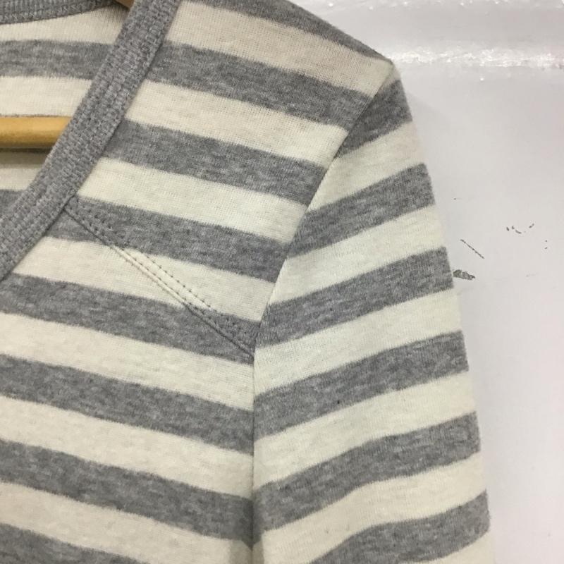 カルバン・クライン Calvin Klein カットソー 半袖 S ボーダー柄 白 / ホワイト / X 灰 / グレー / レディース USED 古着 中古 10137301