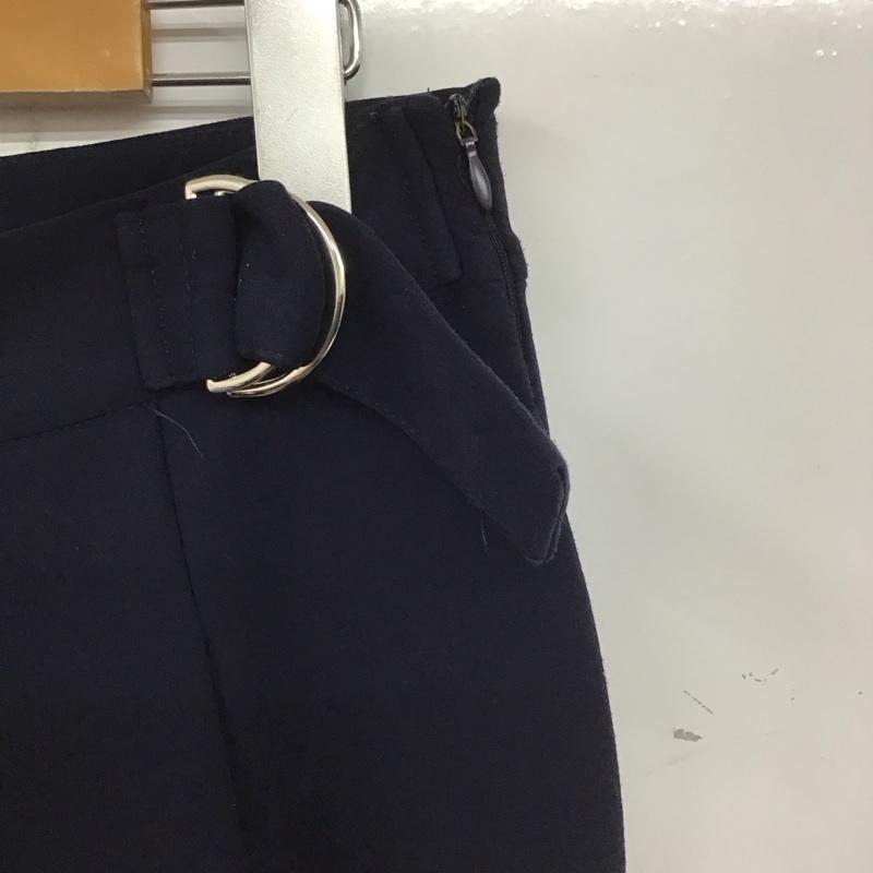 ザラ ZARA パンツ スラックス 3666 022 401 サイドベルト ワイドパンツ S 無地 紺 / ネイビー / レディース USED 古着 中古 10139244