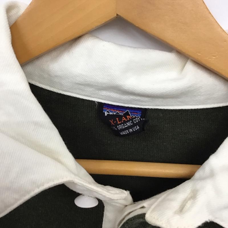 パタゴニア patagonia ポロシャツ 長袖 長袖ポロシャツ 長袖カットソー ラガーシャツ 90s usa製 XL ボーダー柄 白 / ホワイト / X カーキ / カーキ / メンズ USED 古着 中古 10134697