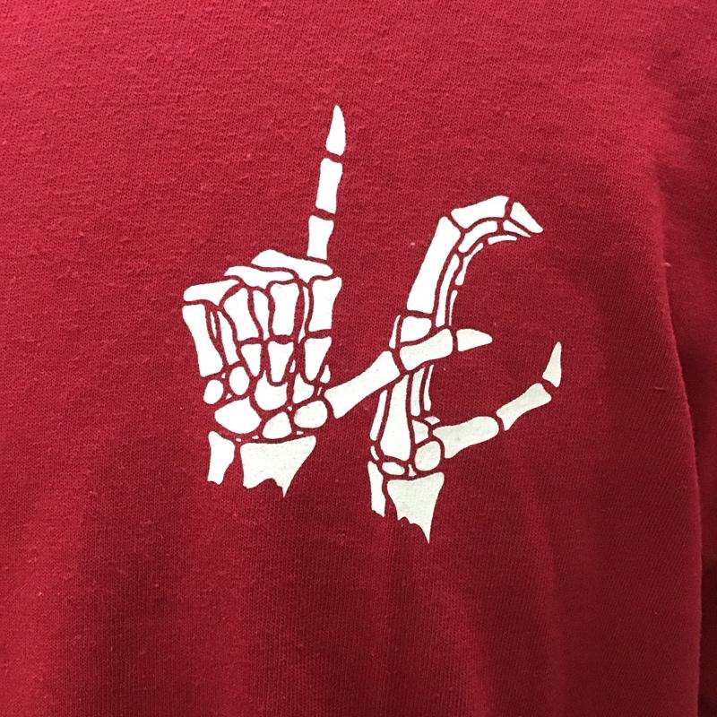 ラーキングクラス LURKING CLASS Tシャツ 半袖 半袖カットソー プリントTシャツ クルーネックカットソー L プリント えんじ / ワインレッド /  メンズ USED 古着 中古 10113197