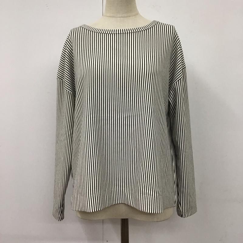 アズールバイマウジー AZUL BY MOUSSY カットソー 長袖 250DSH80-047C BACK TWIST OPEN TOPS S ボーダー柄 白 / ホワイト / X 黒 / ブラック / レディース USED 古着 中古 10115906