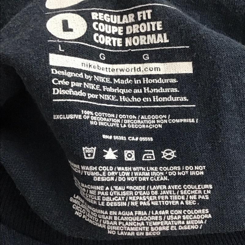 ナイキ NIKE Tシャツ 半袖 半袖カットソー プリントTシャツ クルーネックカットソー L ロゴ、文字 紺 / ネイビー / メンズ USED 古着 中古 10148148