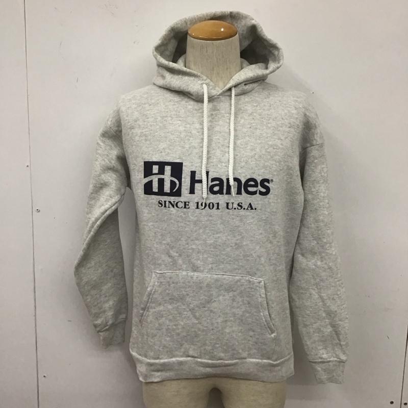 ヘインズ HANES パーカー 長袖 長袖パーカー フード付きパーカー プリントスウェット トレーナー M ロゴ、文字 灰 / グレー / メンズ USED 古着 中古 10108026