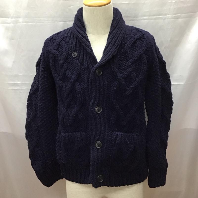 エーグル AIGLE カーディガン 長袖 長袖ニットカーディガン リブニットカーディガン 前ボタン M 無地 紺 / ネイビー / メンズ USED 古着 中古 10111691