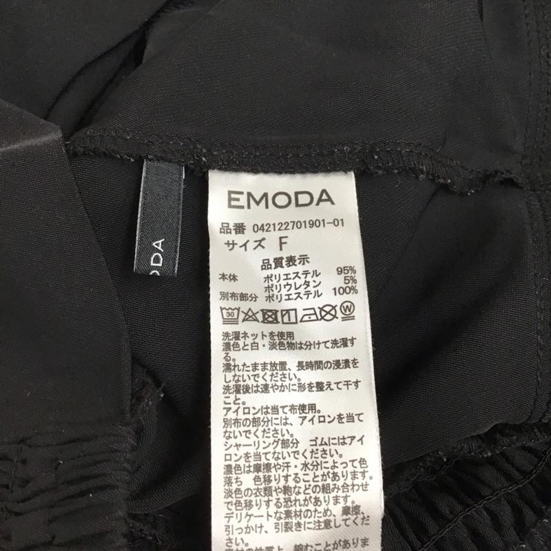 エモダ EMODA カットソー 七分袖 042122701901-01 ドッキングスリーブショートトップ FREE 無地 黒 / ブラック / レディース USED 古着 中古 10123093