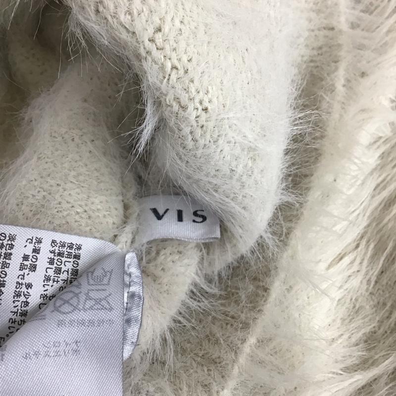 ビス ViS カーディガン 長袖 BVK-43070-B ラビットタッチカーディガン Vネック ショート丈 FREE 無地 アイボリー / アイボリー / レディース USED 古着 中古 10107970