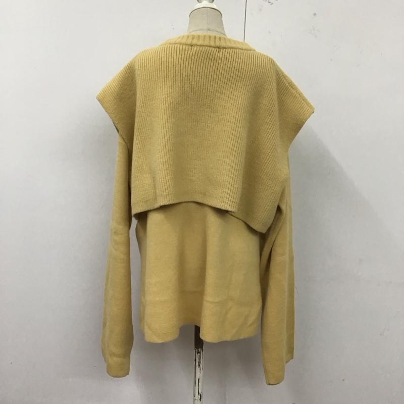 マウジー MOUSSY ニット、セーター 長袖 010EAS70-6640 LAYERED RIB セーター FREE 無地 黄 / イエロー / レディース USED 古着 中古 10123873