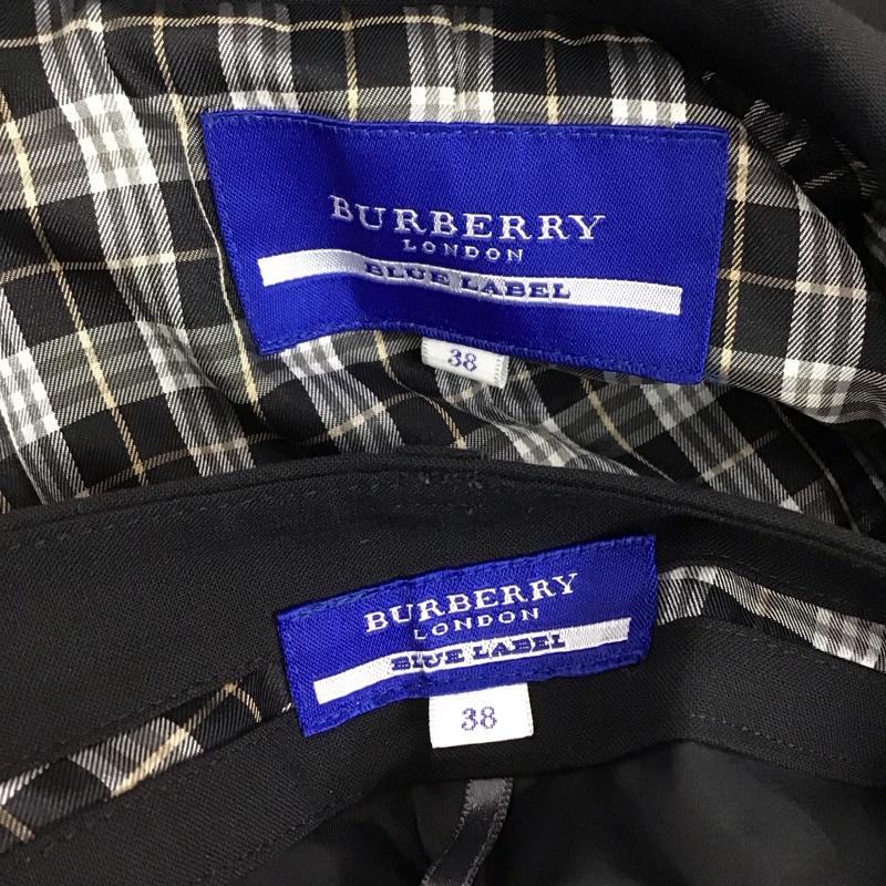 バーバリーブルーレーベル BURBERRY BLUE LABEL スーツ パンツスーツ E1F25-564-09 テーラードジャケット E1R38-564-09 センタープレス 38 ワンポイント 黒 / ブラック / レディース USED 古着 中古 10121096