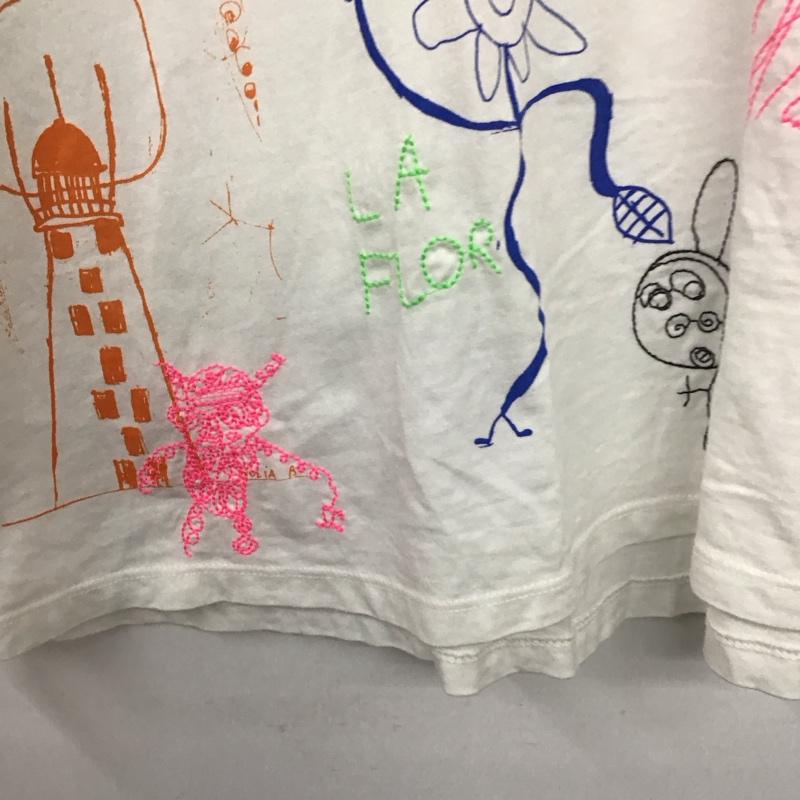 ザラ ZARA Tシャツ 半袖 半袖カットソー プリントTシャツ クルーネックカットソー S プリント 白 / ホワイト / レディース USED 古着 中古 10136763