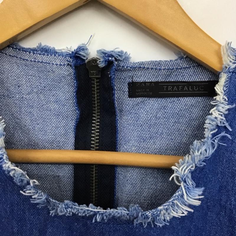 ザラ ZARA ベスト ベスト デニム プルオーバー S 無地 青 / ブルー / レディース USED 古着 中古 10119593
