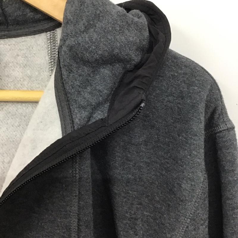 アディダス adidas パーカー 長袖 プルオーバーパーカー ジップアップカラー スポーツウェア M ロゴ、文字 灰 / グレー / メンズ USED 古着 中古 10138594