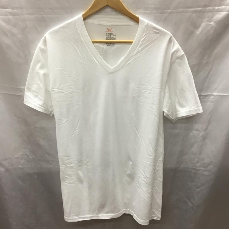 ヘインズ HANES Tシャツ 半袖 半袖カットソー 無地Tシャツ Vネックカットソー L 無地 白 / ホワイト /  メンズ USED 古着 中古 10113299