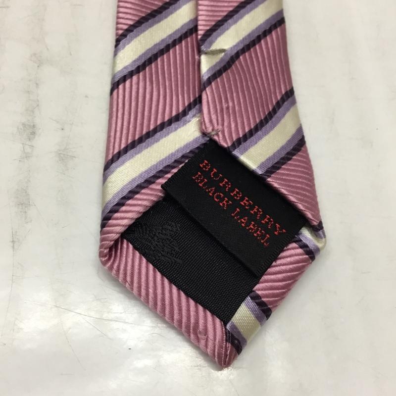 バーバリーブラックレーベル BURBERRY BLACK LABEL ネクタイ ネクタイ 絹 シルク ストライプ 桃 / ピンク / X 白 / ホワイト / X 紫 / パープル / メンズ USED 古着 中古 10110631