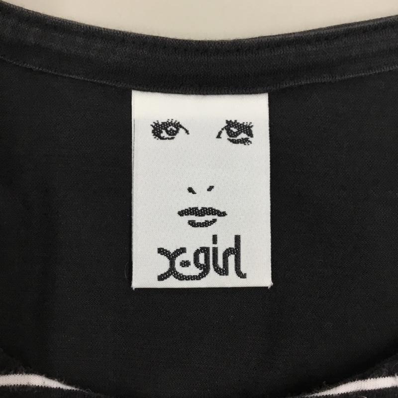 エックスガール X-girl Tシャツ 半袖 半袖カットソー プリントTシャツ クルーネックカットソー 1 ボーダー柄 白 / ホワイト / X 黒 / ブラック / レディース USED 古着 中古 10118065