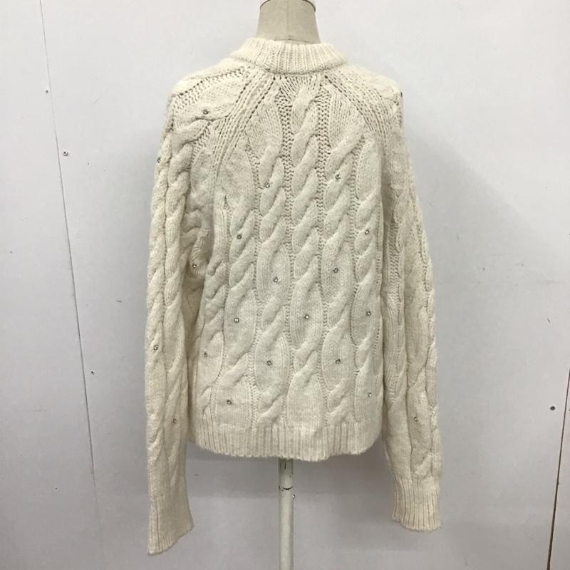 ザラ ZARA ニット、セーター 長袖 6771 161 712 クルーネック ケーブル ビジュー S オフホワイト / オフホワイト / レディース USED 古着 中古 10124994