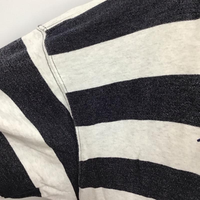 バーバリーブルーレーベル BURBERRY BLUE LABEL ワンピース ひざ丈スカート E1P35-183-03 チュニック 五分袖 ボーダー 38 プリント X ロゴ、文字 灰 / グレー / X 紺 / ネイビー / レディース USED 古着 中古 10116934