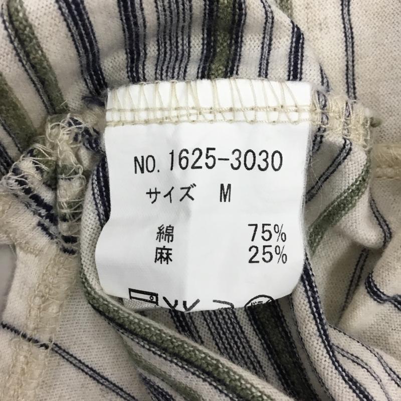 チャップス CHAPS カットソー 半袖 1625-3030 ハーフジップ 襟付き ポロシャツ ボーダー M ワンポイント 紺 / ネイビー / X カーキ / カーキ / X アイボリー / アイボリー / メンズ USED 古着 中古 10115533