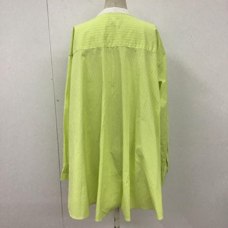 ニコアンド niko and... シャツ、ブラウス 長袖 長袖シャツ ノーカラーシャツ 長袖カットソー ストライプシャツ L ストライプ 薄緑 / ライトグリーン / レディース USED 古着 中古 10113038