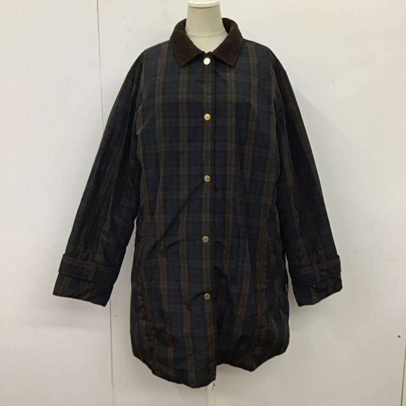 クロコダイル CROCODILE ジャケット、上着 ダウンジャケット 0304-27405 ダウンコート ハンティングジャケット LL チェック 茶 / ブラウン / X 紺 / ネイビー / レディース USED 古着 中古 10120603