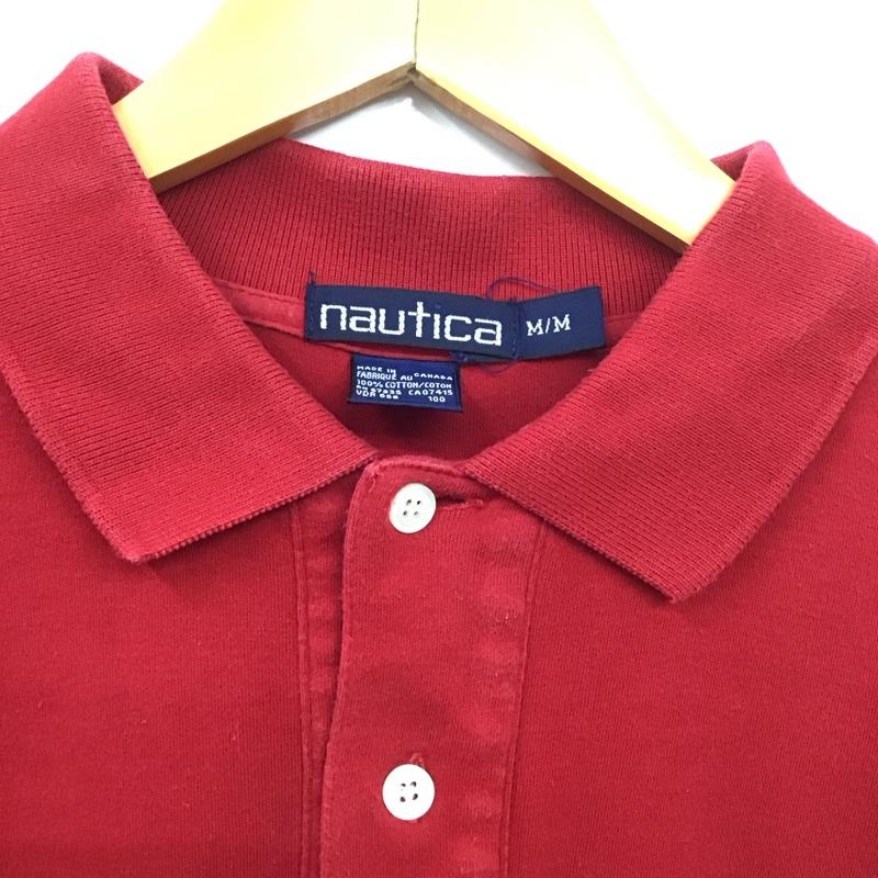 ノーティカ NAUTICA ポロシャツ 半袖 半袖ポロシャツ 半袖カットソー カラーシャツ M ロゴ、文字 赤 / レッド / メンズ USED 古着 中古 10129516