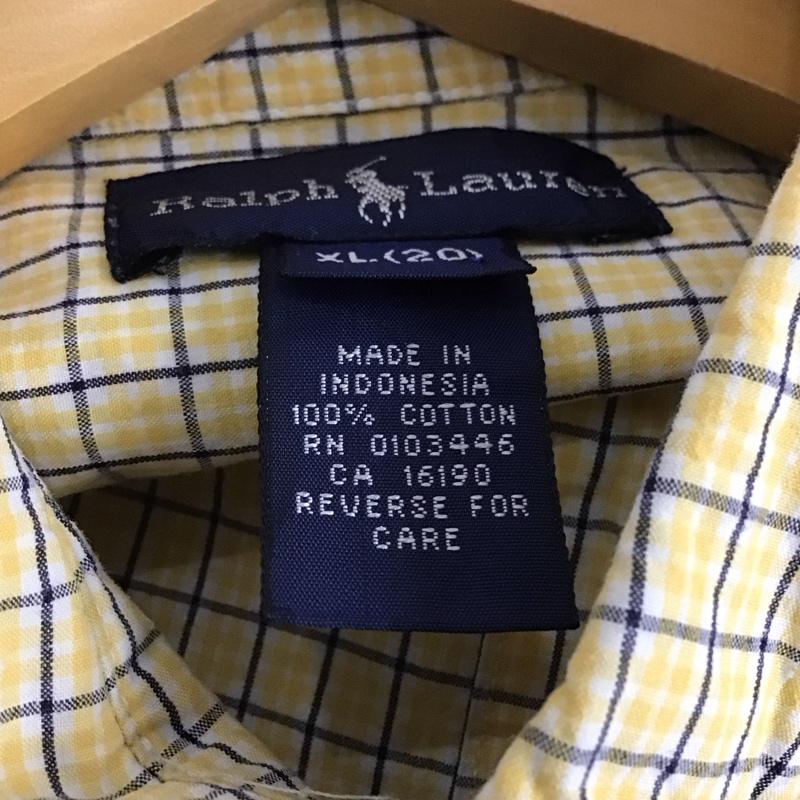 ラルフローレン RALPHLAUREN シャツ、ブラウス 半袖 半袖シャツ チェックシャツ ボタンダウンシャツ XL チェック 黄 / イエロー / メンズ USED 古着 中古 10141222