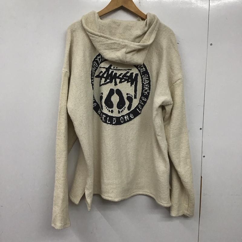 ステューシー STUSSY パーカー 長袖 メキシカンパーカー Vネック 長袖パーカー XL ロゴ、文字 白 / ホワイト / メンズ USED 古着 中古 10138597