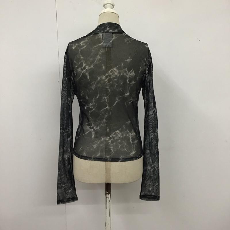 エックスガール X-girl カットソー 長袖 05192322 シースルー シアー スタンドネック 1 総柄 黒 / ブラック / レディース USED 古着 中古 10122673