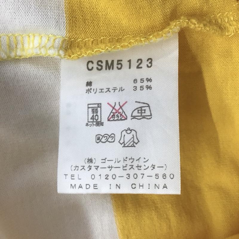 チャンピオン Champion Tシャツ 七分袖 M ボーダー柄 白 / ホワイト / X 黄 / イエロー / レディース USED 古着 中古 10108135