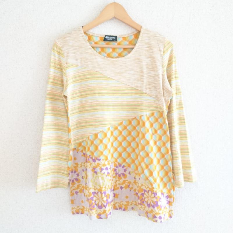 ミッソーニ MISSONI チュニック 長袖 M ボーダー柄 X 花柄 X マルチカラー / マルチカラー / レディース USED 古着 中古 10003430