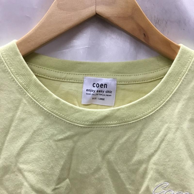 コーエン coen Tシャツ 半袖 7625-637-0327 刺繍 L ロゴ、文字 黄 / イエロー / レディース USED 古着 中古 10117793