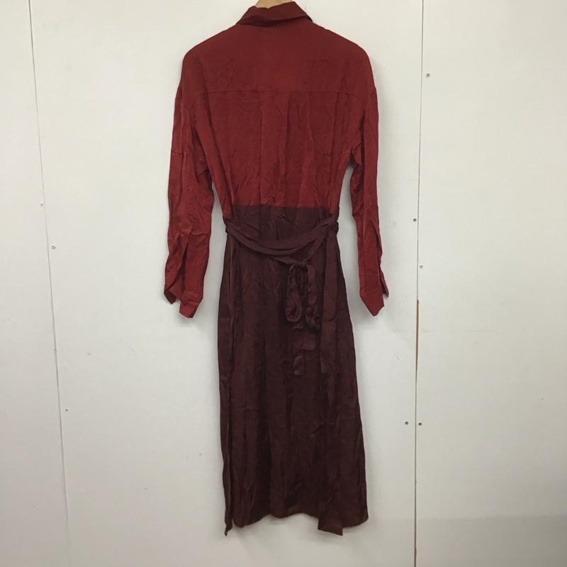 ザラ ZARA ワンピース ロングスカート 8426 740 606 タイ付き 長袖 S 無地 赤 / レッド / レディース USED 古着 中古 10138646