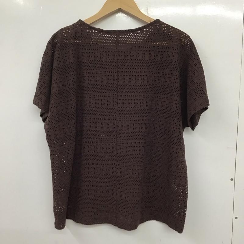 スタディオクリップ studio CLIP カットソー 半袖 半袖カットソー 総柄Tシャツ クルーネックカットソー L 総柄 茶 / ブラウン / レディース USED 古着 中古 10135792