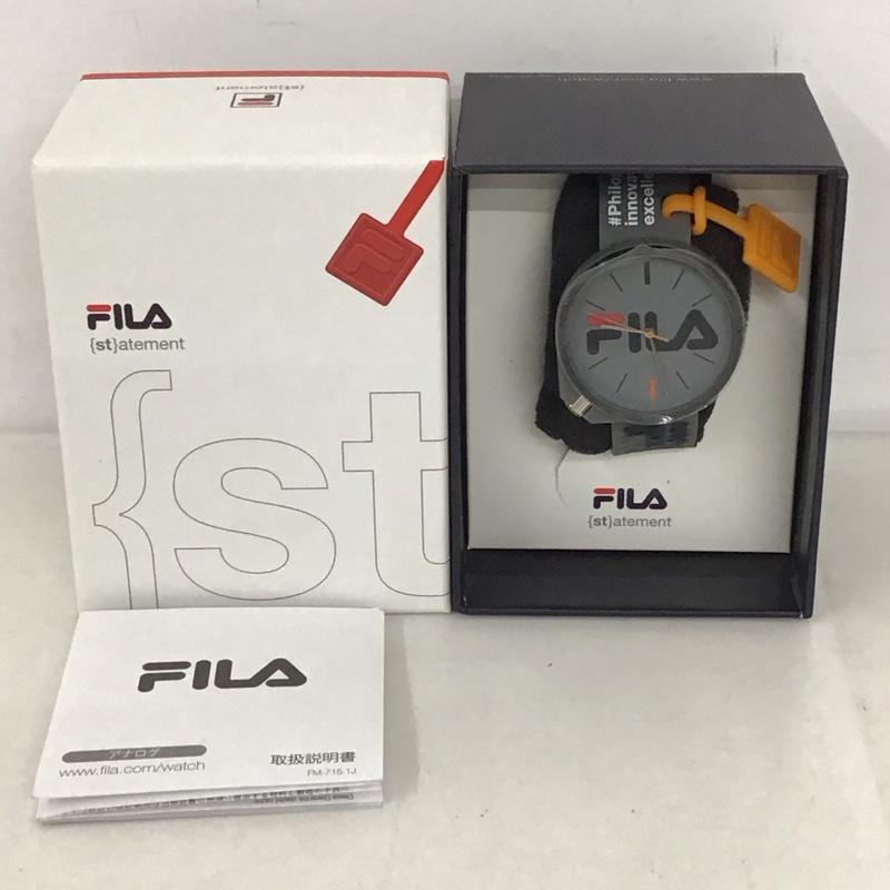 フィラ FILA 腕時計 アナログ(クォーツ式) 38-199 シリコンベルト 箱有 ロゴ、文字 灰 / グレー / レディース USED 古着 中古 10134479