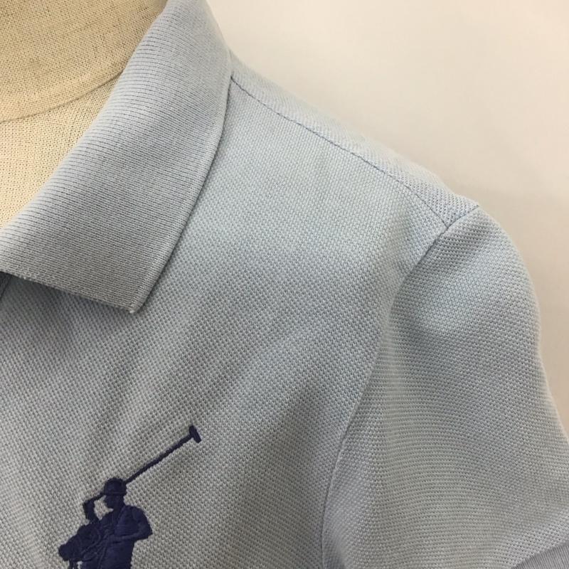 ラルフローレン RALPHLAUREN ポロシャツ 半袖 半袖ポロシャツ カラーシャツ 半袖カットソー S ロゴ、文字 水色 / ライトブルー / レディース USED 古着 中古 10116310