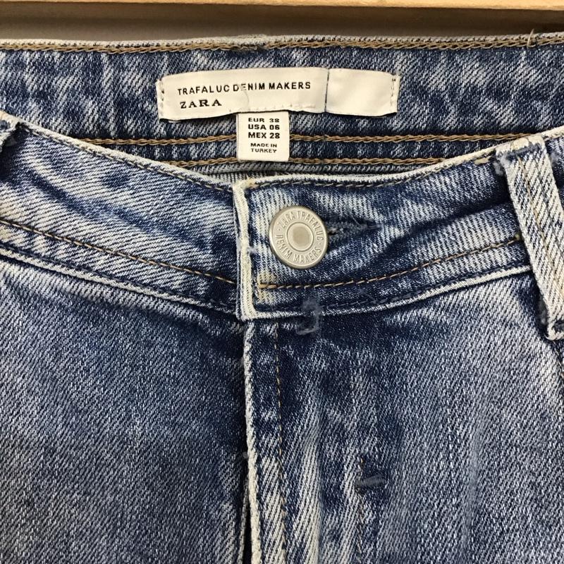 ザラ ZARA パンツ デニム、ジーンズ デニムパンツ スリムパンツ カジュアルパンツ ストレッチパンツ 38 ダメージ加工 インディゴ / インディゴ / レディース USED 古着 中古 10135430