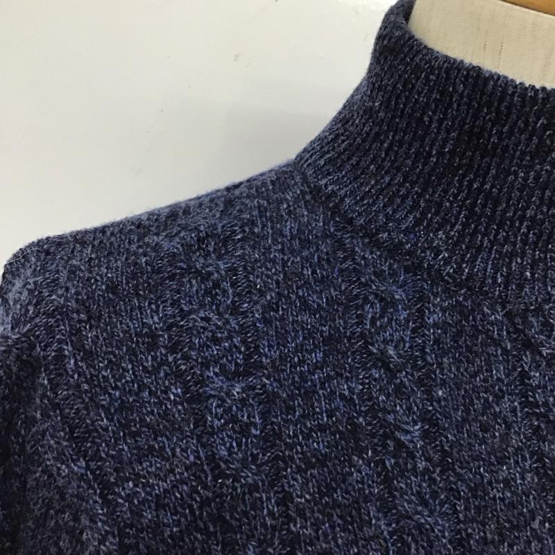 ブルックスブラザーズ BROOKS BROTHERS ニット、セーター 長袖 長袖ニット 長袖カットソー リブニット セーター ジップアップネック M 総柄 紺 / ネイビー / メンズ USED 古着 中古 10111127