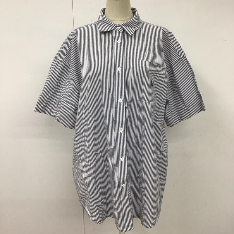 ユーエスポロアッスン U.S.POLO ASSN. シャツ、ブラウス 半袖 PLL12720WG WEGO別注 ビッグシルエットシャツ FREE ストライプ 白 / ホワイト / X 紺 / ネイビー / レディース USED 古着 中古 10116487