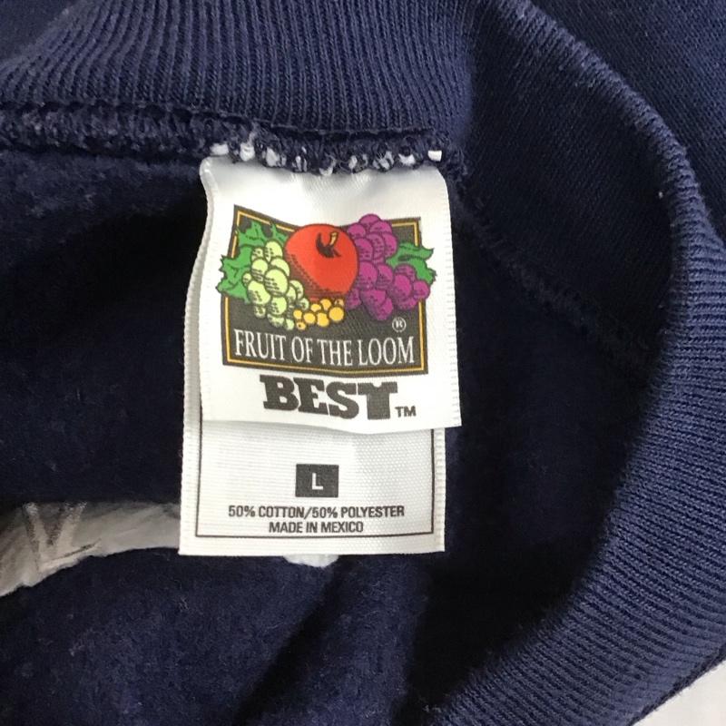 フルーツオブザルーム FRUIT OF THE LOOM トレーナー 長袖 長袖トレーナー スウェット クルーネック リブスウェットカットソー L ロゴ、文字 紺 / ネイビー / メンズ USED 古着 中古 10112502