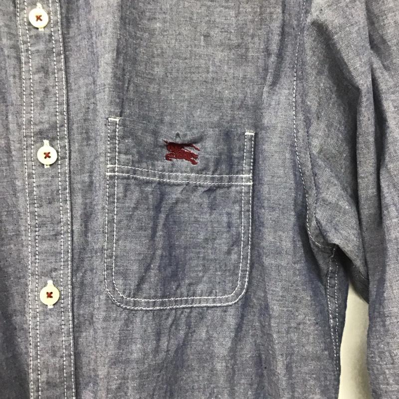 バーバリーブラックレーベル BURBERRY BLACK LABEL シャツ、ブラウス 長袖 D1M15-114-26 2 ワンポイント 青 / ブルー / メンズ USED 古着 中古 10139606