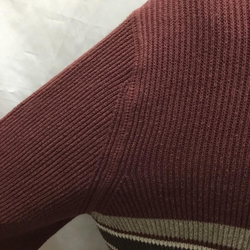 エディーバウアー Eddie Bauer ニット、セーター 長袖 長袖ニットカットソー ニット セーター ジップネックニット L プリント えんじ / ワインレッド / メンズ USED 古着 中古 10122311