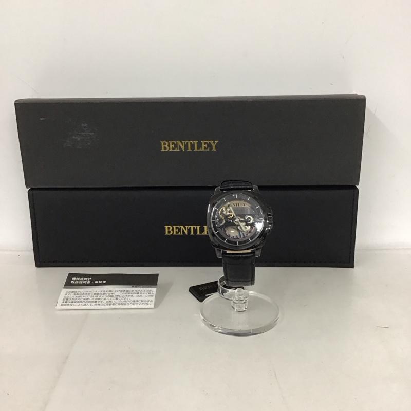 ベントレー BENTLEY 腕時計 アナログ(自動巻き) BT-AM077-BKB レザーバンド 箱有 機械式腕時計 ロゴ、文字 黒 / ブラック / メンズ USED 古着 中古 10133936