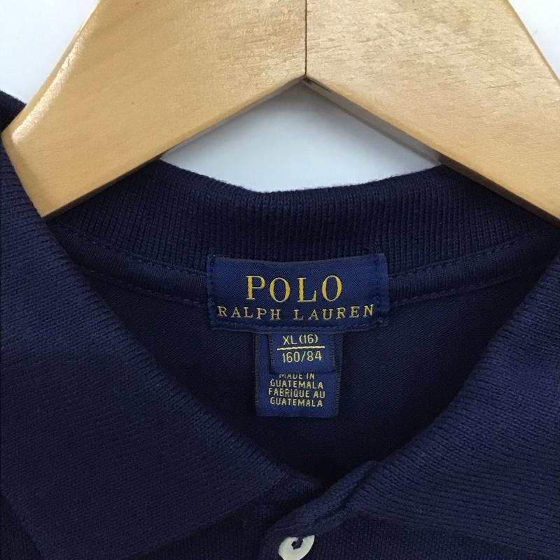 ポロラルフローレン POLO RALPH LAUREN ポロシャツ 半袖 半袖ポロシャツ カラーシャツ 半袖カットソー XL ロゴ、文字 紺 / ネイビー / レディース USED 古着 中古 10135617