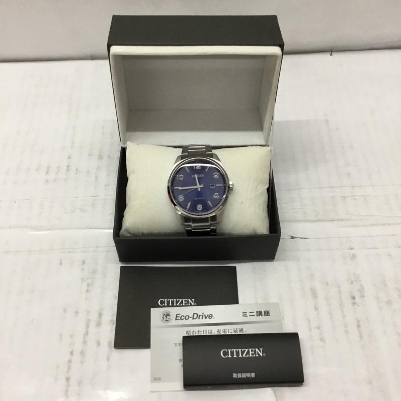 シチズン CITIZEN 腕時計 アナログ(クォーツ式) Eco Drive E111-S094615 箱有 ロゴ、文字 銀 / シルバー / X 紺 / ネイビー / メンズ USED 古着 中古 10106501