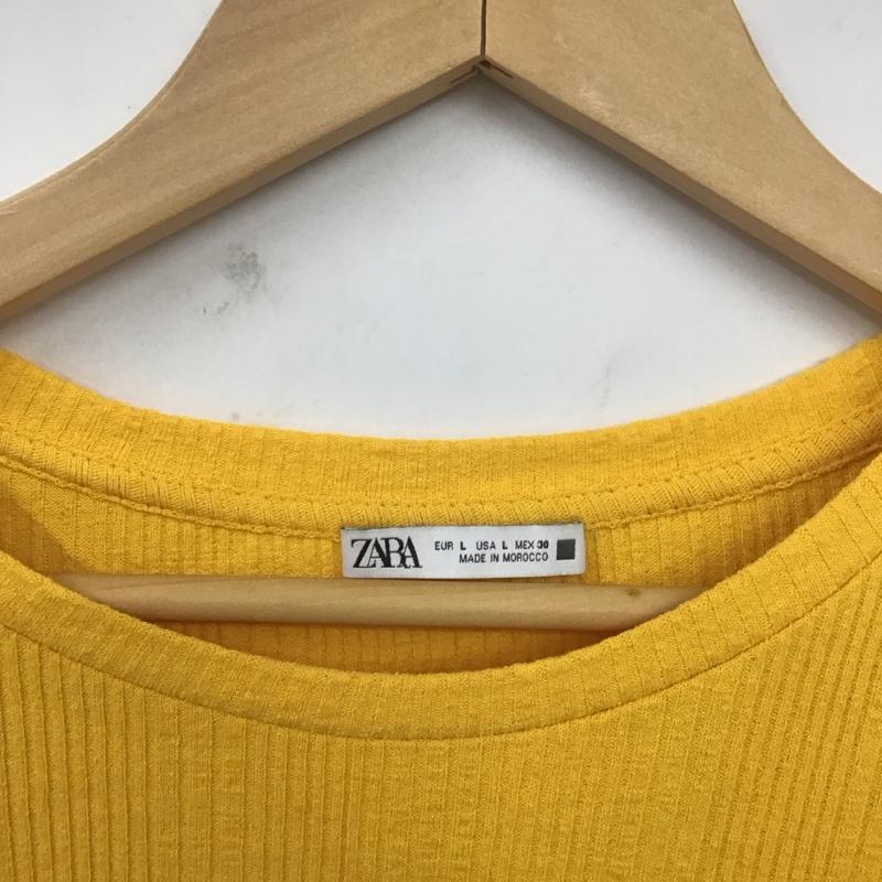 ザラ ZARA カットソー 半袖 L 無地 黄 / イエロー / レディース USED 古着 中古 10129398