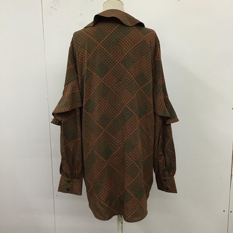 ジーナシス JEANASIS シャツ、ブラウス 長袖 JS063567AK フリル FREE 総柄 カーキ / カーキ / X 橙 / オレンジ / レディース USED 古着 中古 10122065