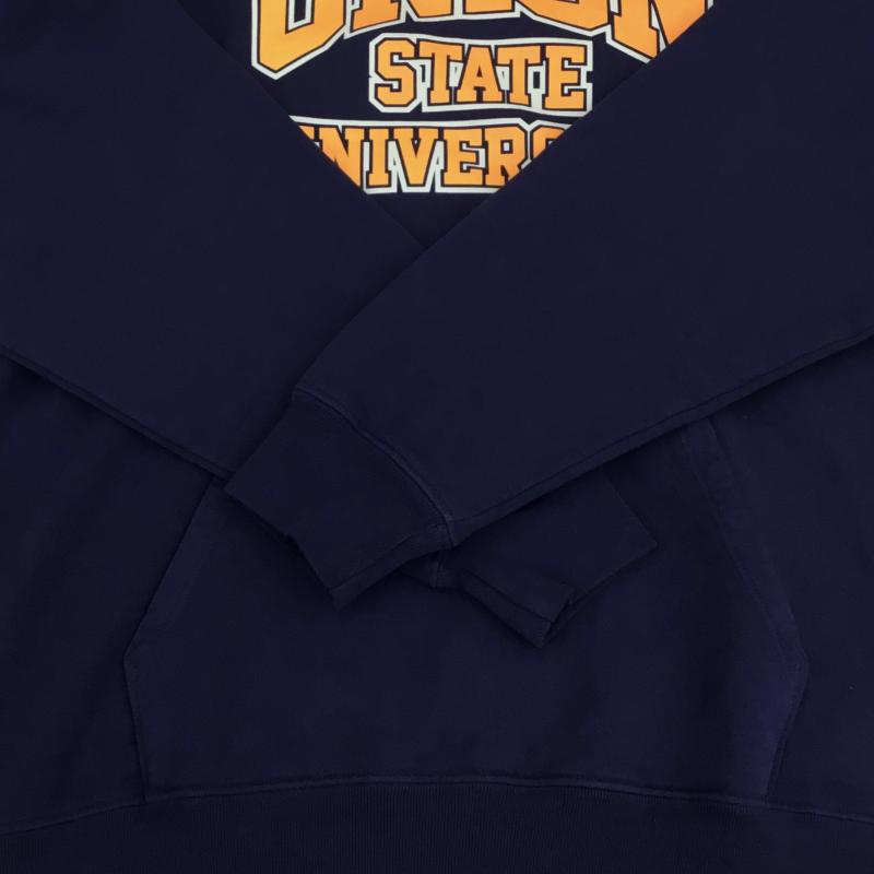 ユニオン UNION パーカー 長袖 UNION STATE HOODIE L ロゴ、文字 紺 / ネイビー / X 橙 / オレンジ /  メンズ USED 古着 中古 10124623